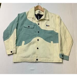 Aelfric Eden Trucker Jacket   Corduroy Lined Button Up  beige blue NWT